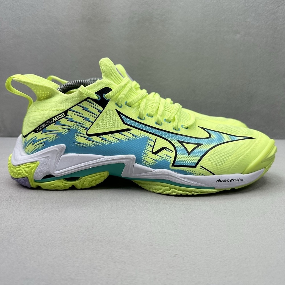 Mens Size 9.5 Mizuno Wave Lightning Neo 3 Volleyball‎ Shoes Neon Lime Sneakers
